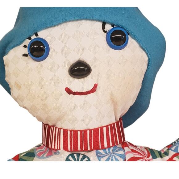 Vintage Handmade Snowman Dolls Plush 12" Merry Christmas - Picture 3 of 10